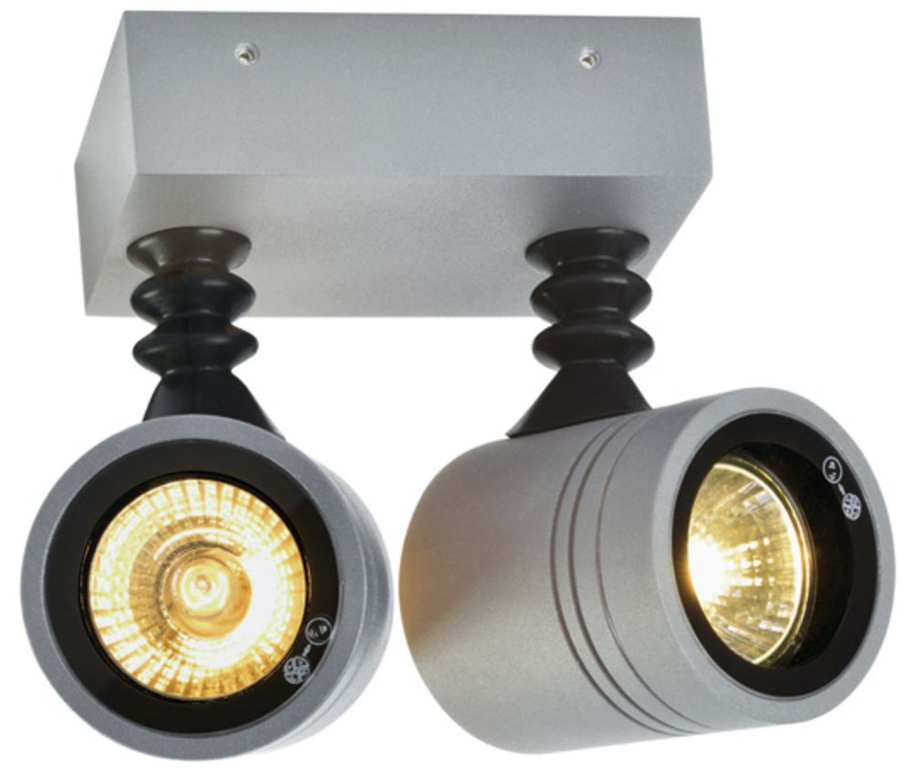 Applique SLV NEW MYRA WALL SPOT, 2×GU10 50W IP55 gris argenté