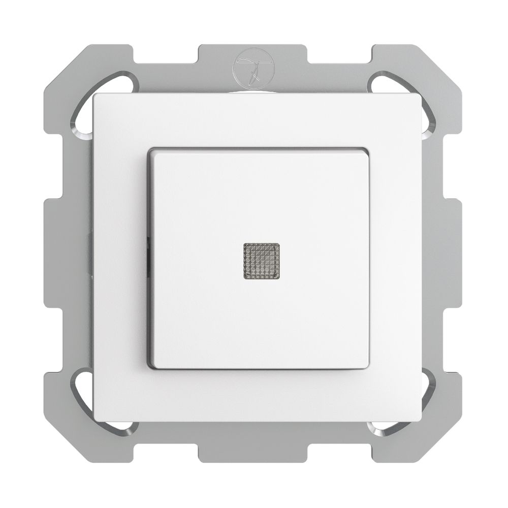 UP-Leuchttaster EDIZIOdue A-R/1P weiss mit Linse, LED gelb