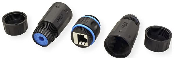 Feldkupplung VALUE Kat.6, RJ45/s↔RJ45/s, für Kabel Ø3…8mm, schwarz