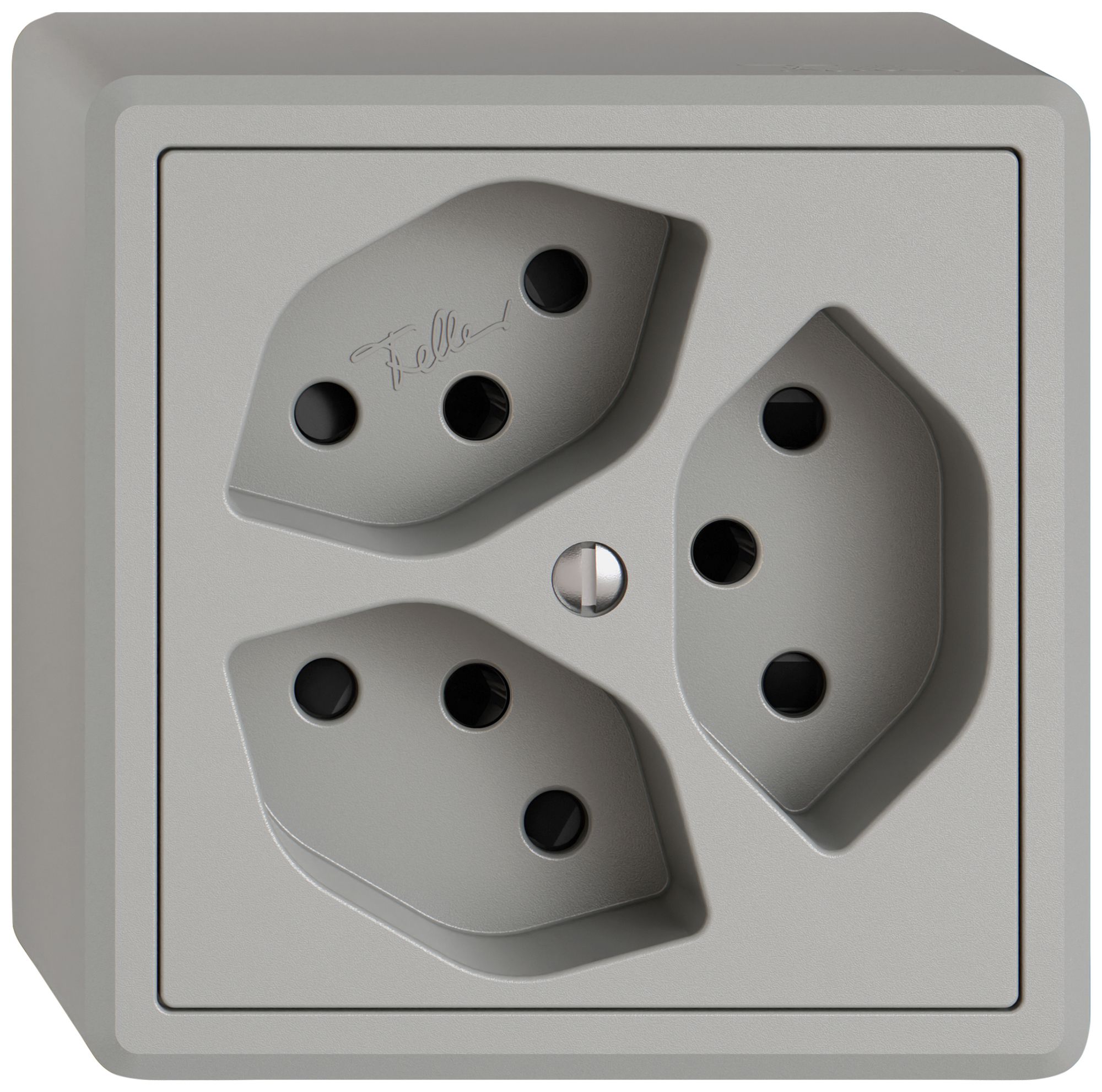 AP-Steckdose EDIZIO.liv SNAPFIX® 3×T13 mit Shutter hgu