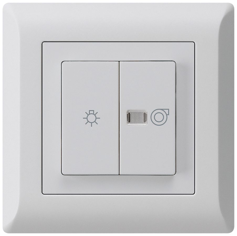 UP-Leuchtdruckschalter kallysto.line hellgrau 1/1L Symbolen Licht+Ventilation