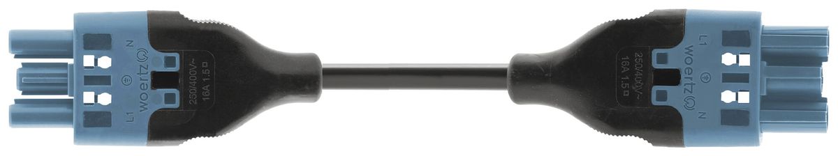 Câble de connexion Woertz 49343/C5 3×1.5mm² 250V 16A 2m bl prise-fiche Cca