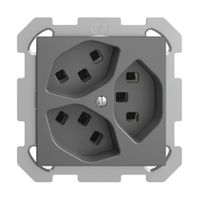 UP-Steckdose 3×T23 16A EDIZIOdue dunkelgrau, mit Steckklemmen