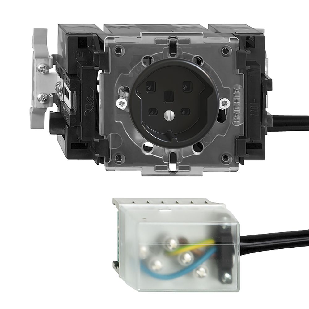 EB-Steckdose FH T25 16A schwarz 53mm Snap für Flachkab.Powerbus