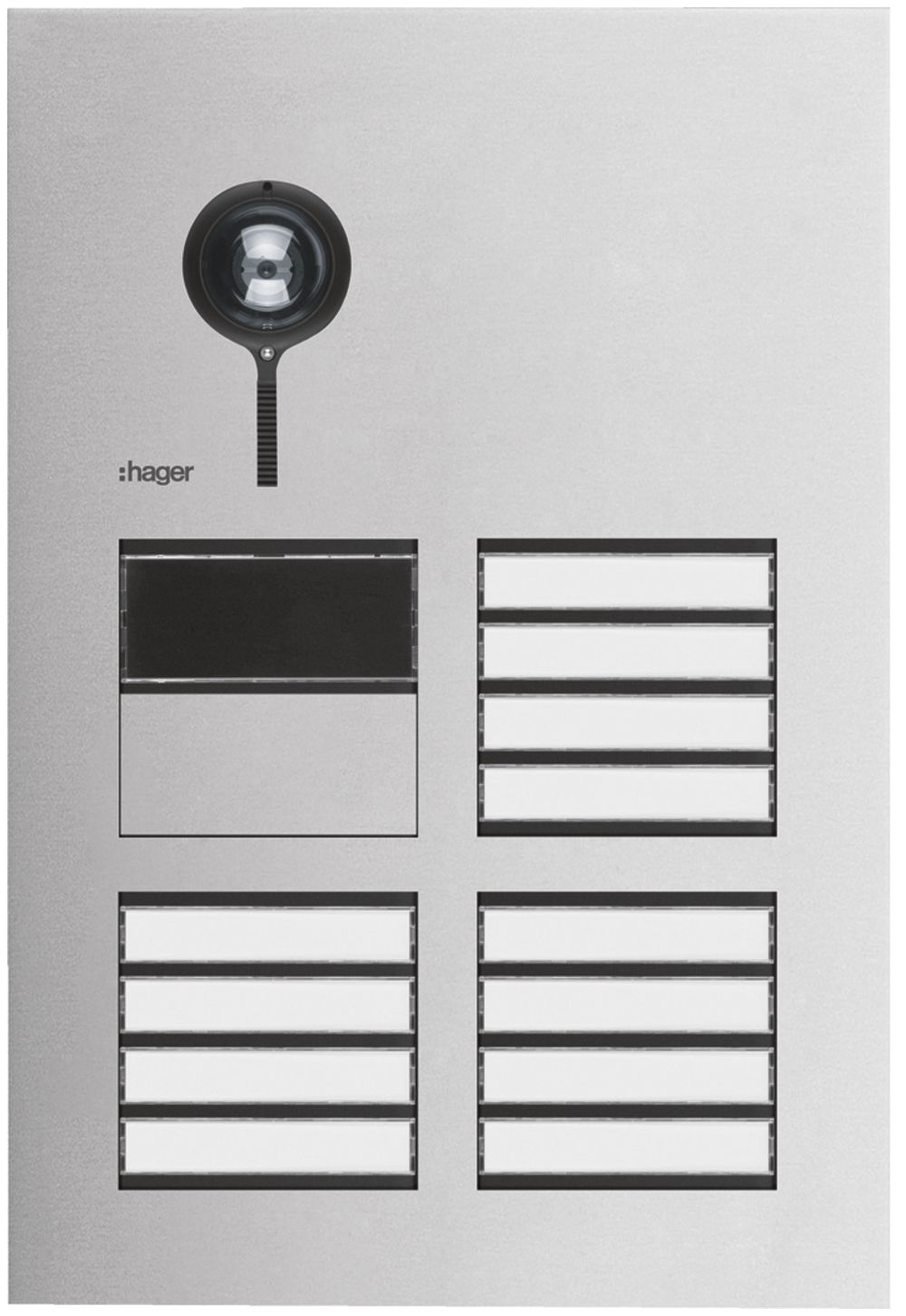 Aussenstation Video Hager elcom.one 2-Draht mit LED für 12Wohnungen Edelstahl