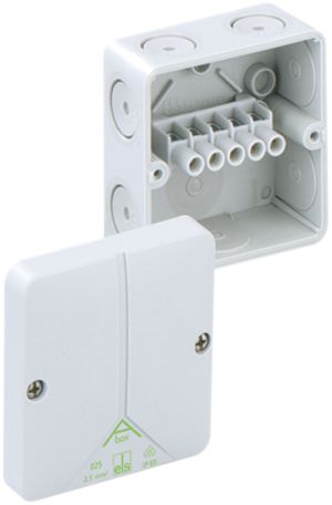 Boîte dérivation AP Abox 025 2.5mm², 80×80×52mm, gris clair
