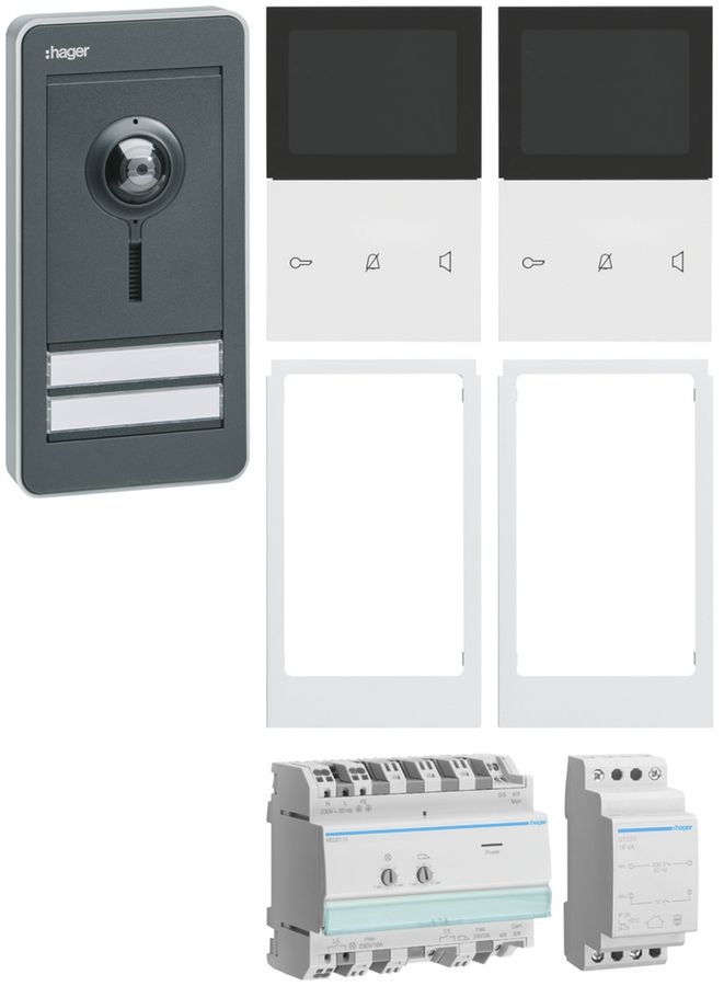 Kit video elcom.home p.2appartamenti postazione interna bianco/esterna antracite