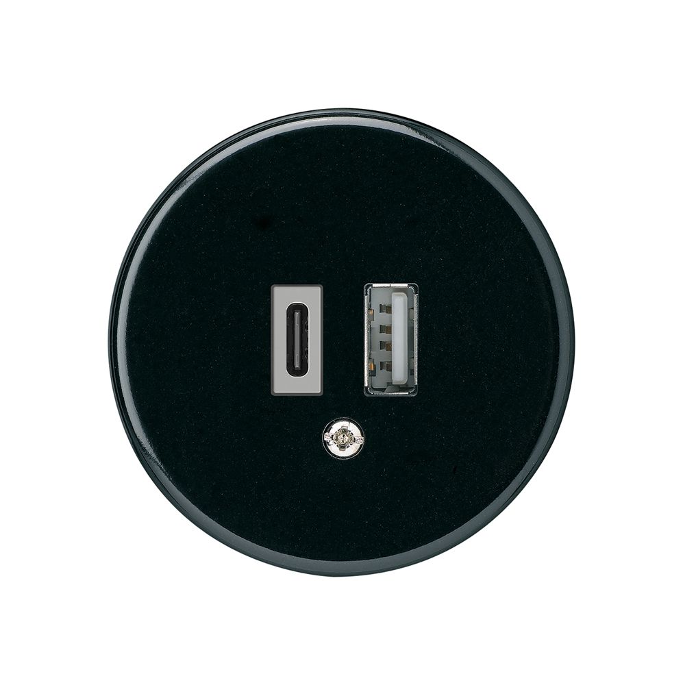 USB-Ladesteckdose basico 18W PD 1×Typ A 1×Typ C schwarz