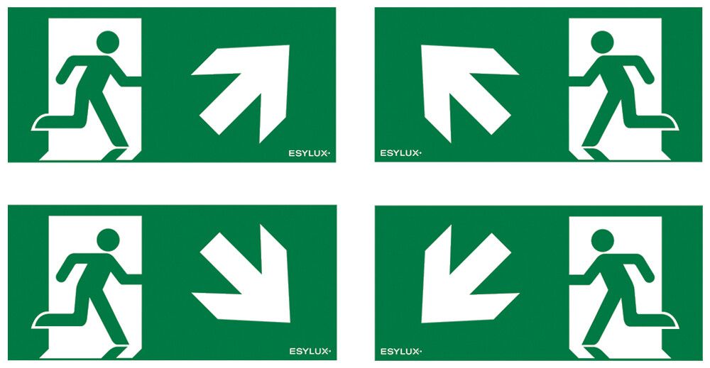 Piktogramm-Satz ESYLUX SLE 30m Pfeil OR/OL/UR/UL 300×150mm