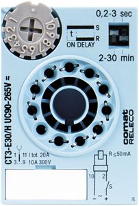 Cube temporisé ComatReleco CT3-E30/L, retardé à l'enclen. 200ms…30min 20…65VUC