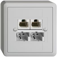 Presa AP SOHO 2×TT/2×RJ45/u sep.ITplus EDIZIOdue grigio chiaro