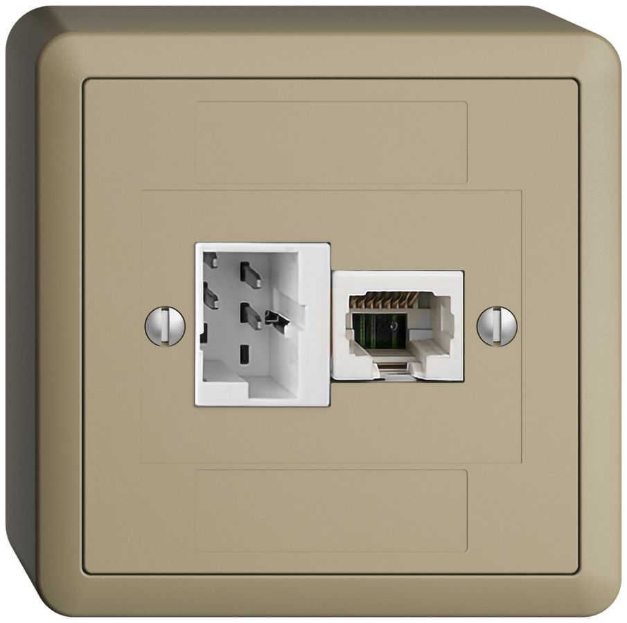 AP-Dose 1×T+T,1×RJ45/u 4P EDIZIOdue sand ITplus ITM