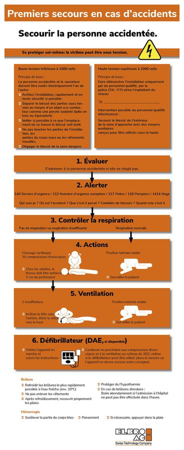 Erste-Hilfe-Tafel ELBRO 220×580mm französich