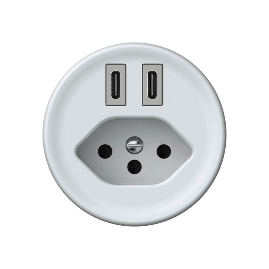 USB-Ladesteckdose origin 2×USB-C 3000mA 5V mit Typ 13 weiss