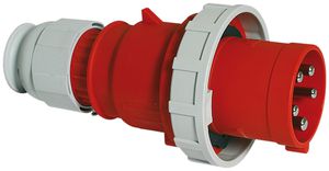 Stecker CEE Bals 5P 125A 400V 6h rot IP67 vernickelt SK, TE-Plus
