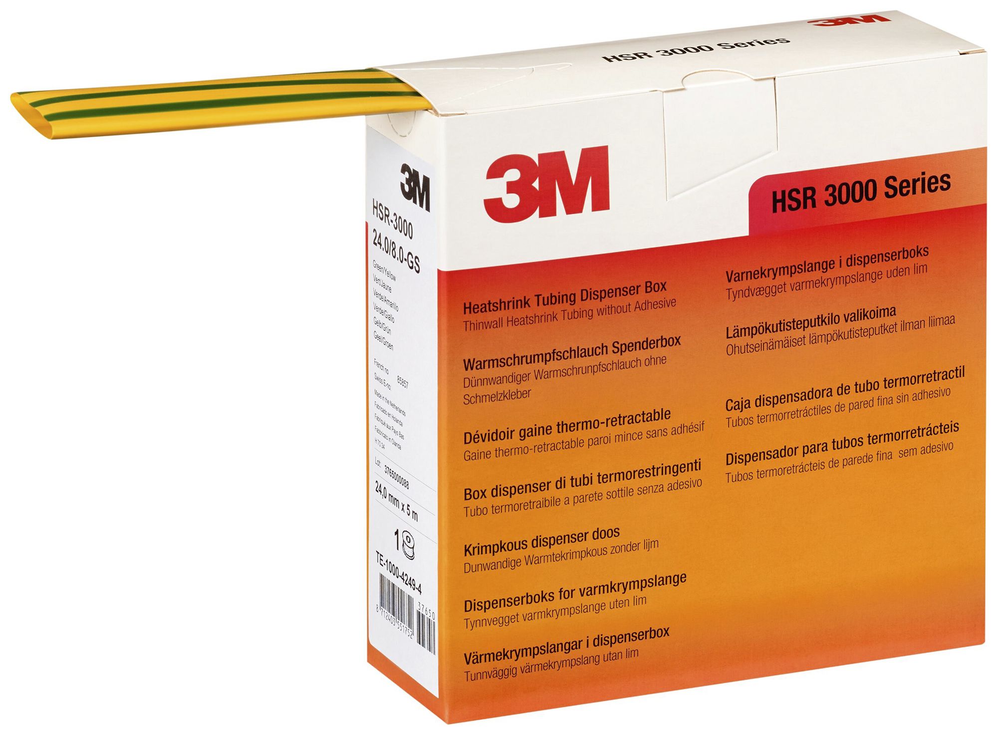 Gaine rétractable 3M HSR/24/8 vert/jaune 5m