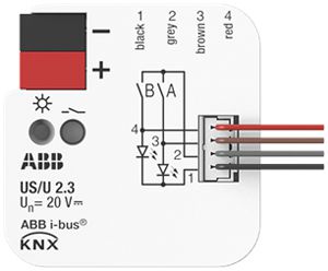 EB-Ein-/Ausgangs-Modul KNX ABB US/U2.3 2-Kanal 20VDC 40×39×12mm