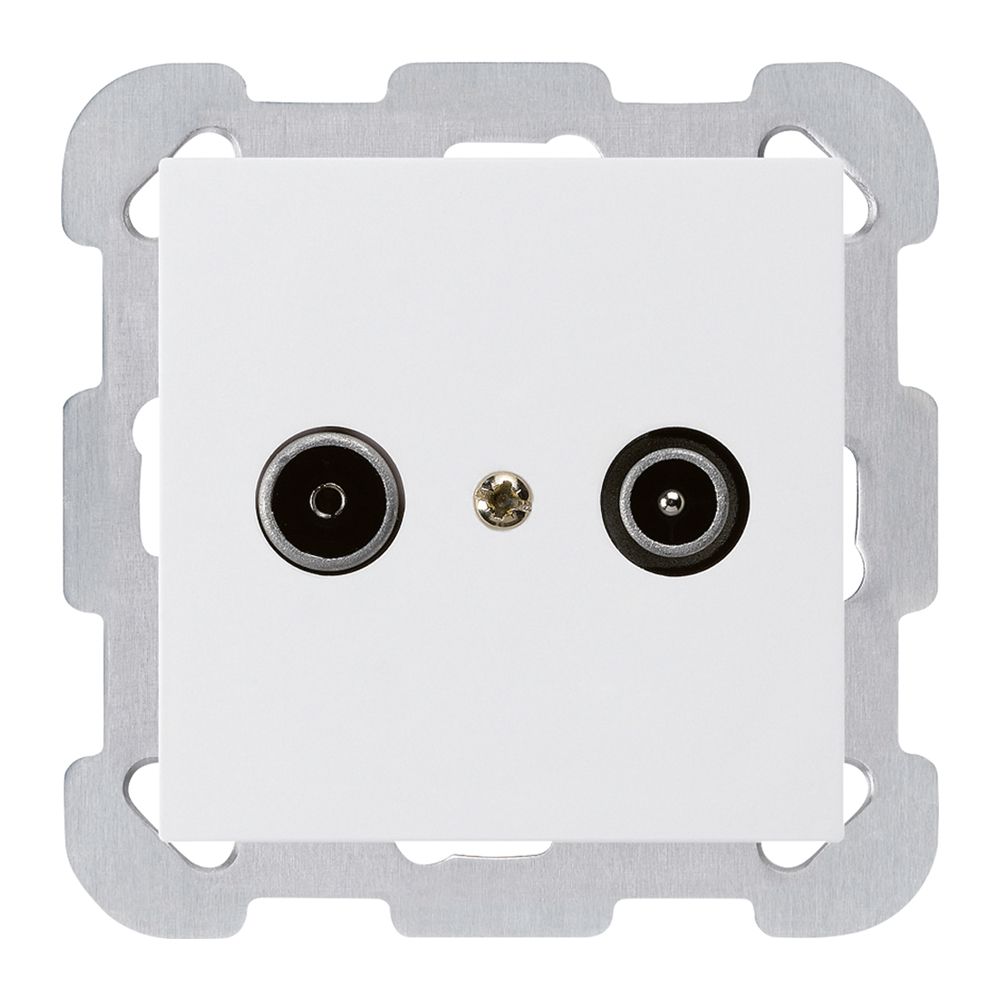 Prise de passage ENC kallysto R/TV 19dB blanc avec plaque de fixation