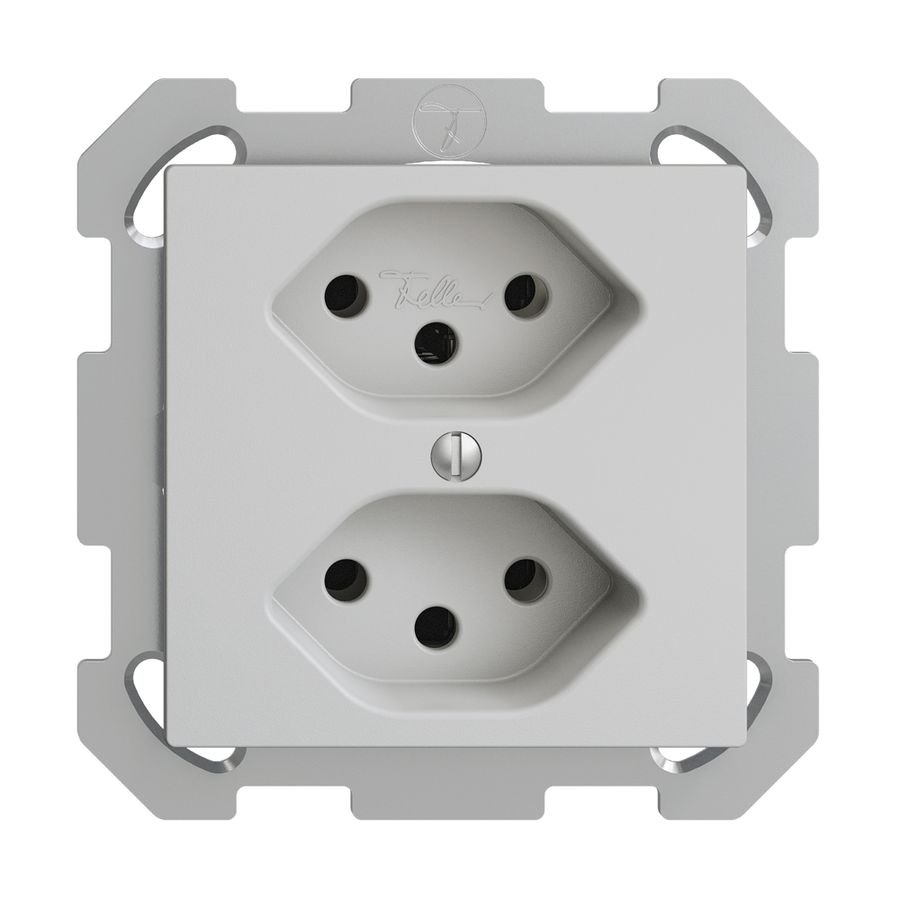 Prise ENC EDIZIOdue 2×T13 gris clair, avec shutter