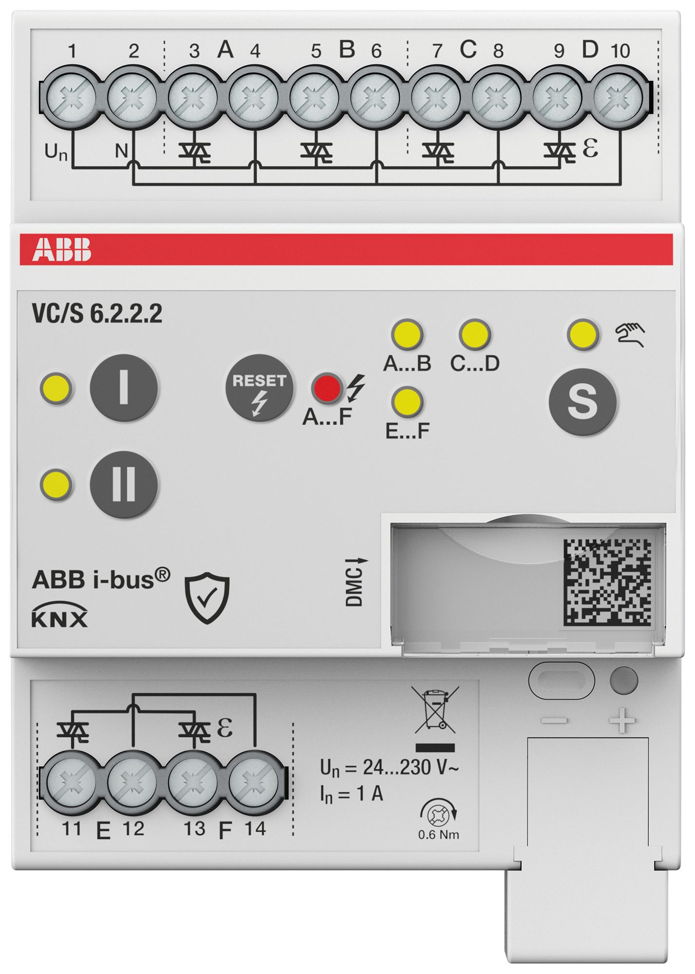Actionneur de chauffage KNX AMD ABB VC/S6.2.2.2 6×sort 1A 24…230V 4UM