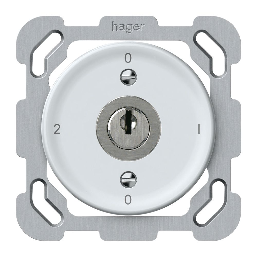 Interrupteur à clé ENC origin commutateur 2/1L 16A 250V 0-1-0-2 77×77mm blanc