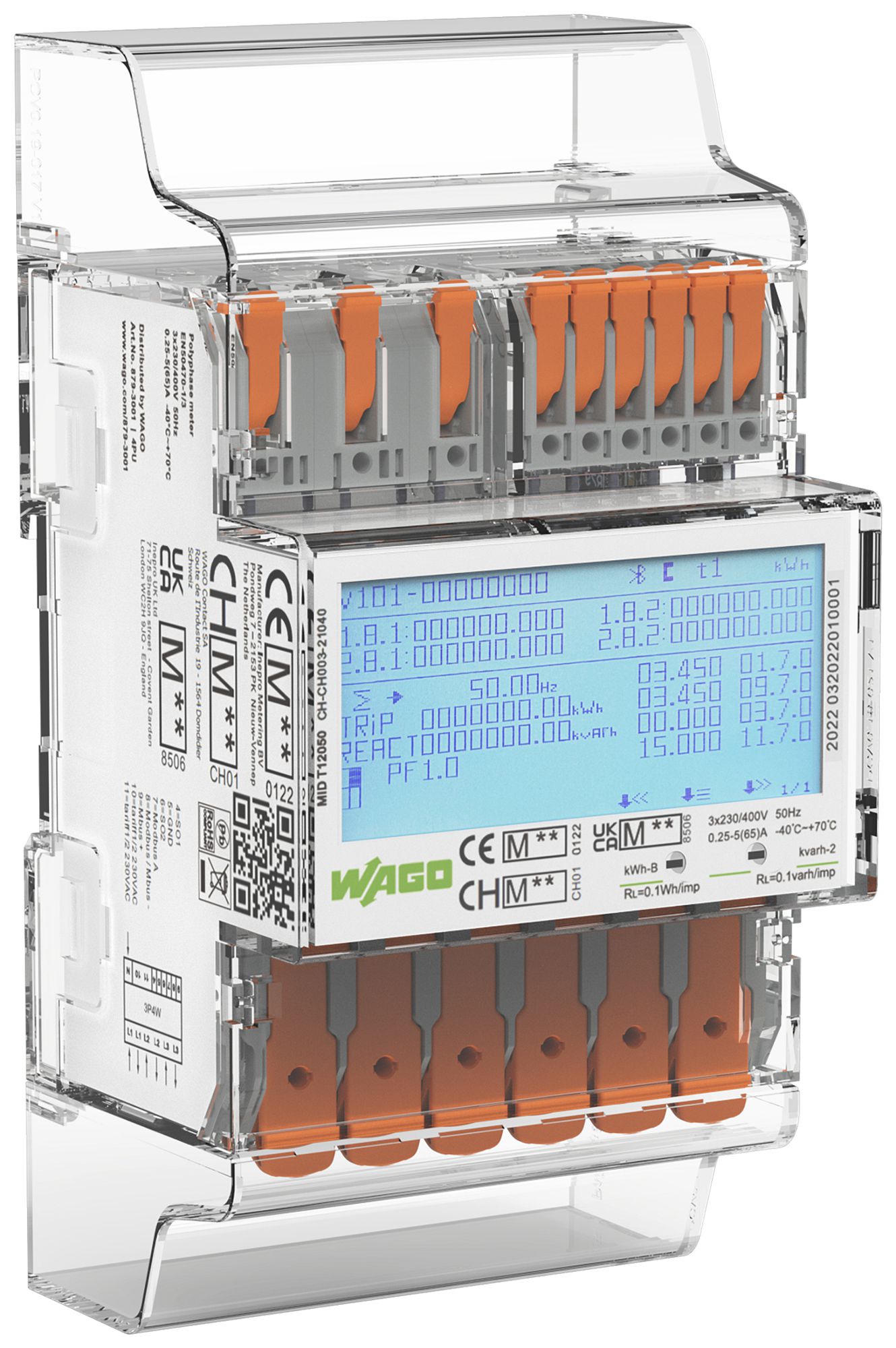 Compteur d'énergie WAGO 3×230/400V MID METAS Modbus M-Bus 4PU