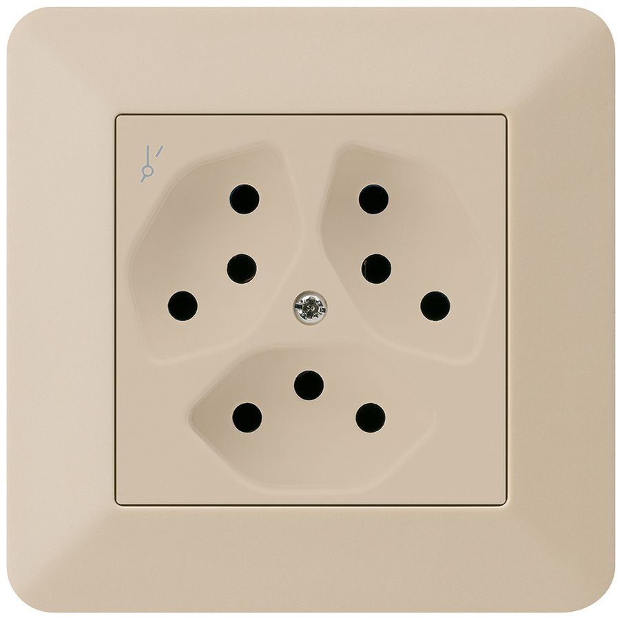 UP-Steckdose kallysto.trend 3×T13/1 beige mit Kinderschutz