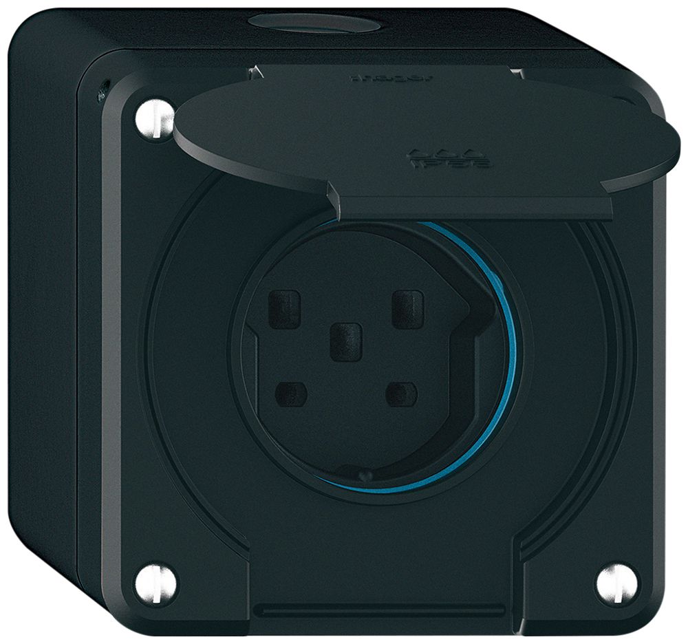 AP-Steckdose robusto 1×Typ 25 IP55 schwarz