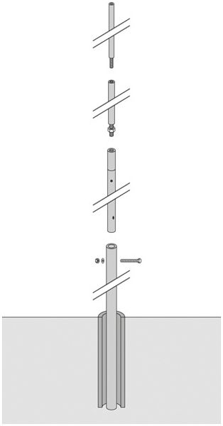 Mât capteur Flury FL 85 autonome, Aluminium, H=8500mm, Ø=70mm