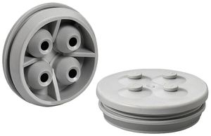 Doppelmembranstutzen 4-fach M32, lichtgrau