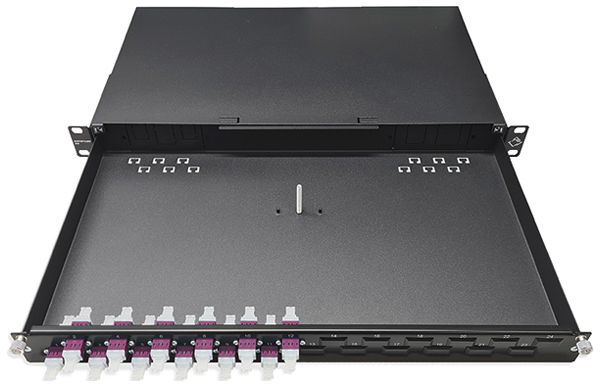 Breakoutbox 19" Dätwyler OV-SO 12×LCD/PC violet OM4 décalé 1UH noir