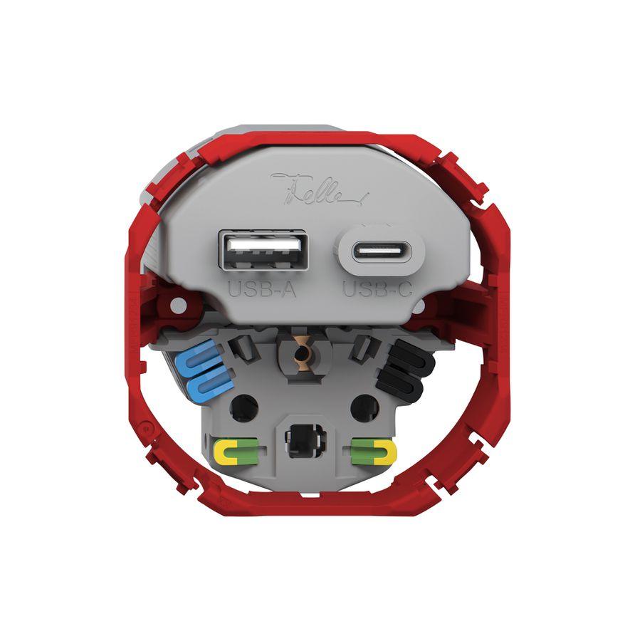 USB-Ladesteckdose Feller SNAPFIX® USB A+C/T13 3A 230VAC
