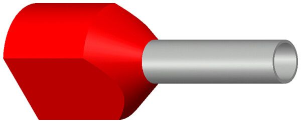 Zwillings-Aderendhülse isoliert 2×1mm² L=10mm Typ DIN rot