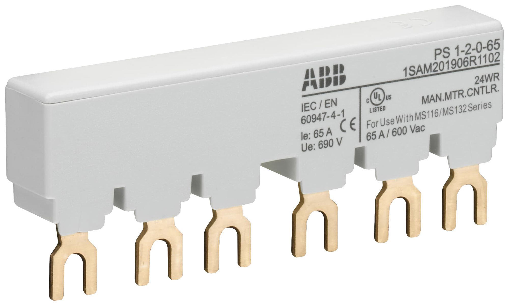 Kammschiene ABB PS1-2-0-65, für 2×MS116/MS132 3L 65A 86.5mm Schraub