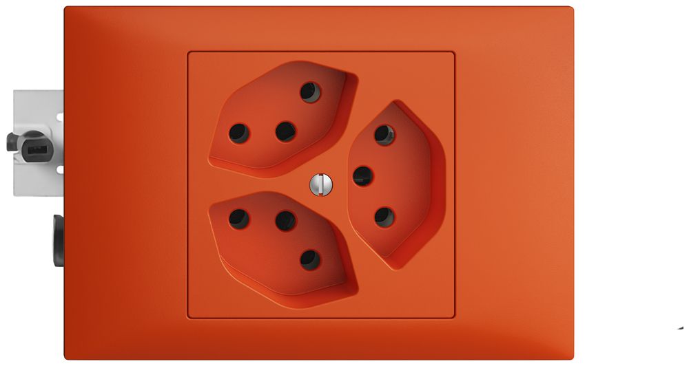 EB-Steckdose EDIZIOdue 3×T13 45…69mm orange