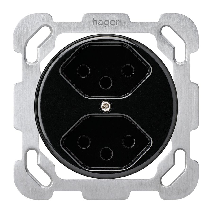 Einsatz zu UP-Steckdose basico 2×Typ 13 schwarz mit Kinderschutz