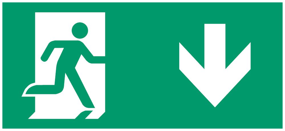 Plaque avec pictogramme Lumatec A8 200.30/1, 300×150mm flèche vers bas