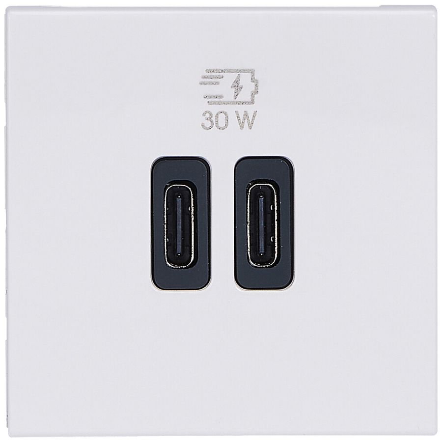 Presa di carica USB INS Legrand MOSAIC 2×USB-C 3000mA OUT:5V bianco