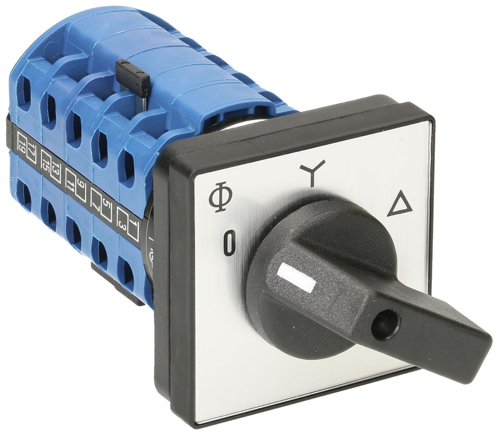 EB-Drehschalter K&N, 20A/690V 4L, Griff sz, 48×48mm, Ø 6mm, "0-Y-∆"