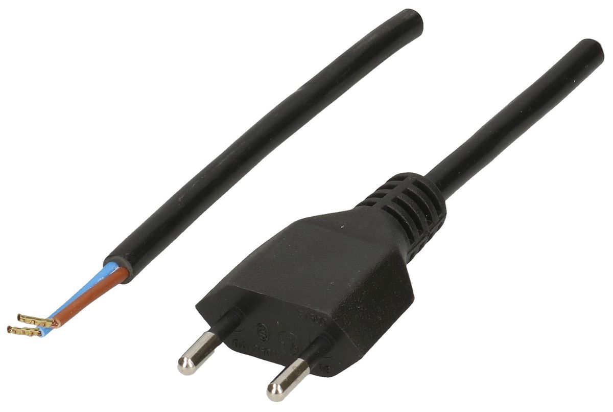 Anschlusskabel MAX HAURI PVC 10A 230V 2×1mm² T11 Aderendhülse 5m schwarz