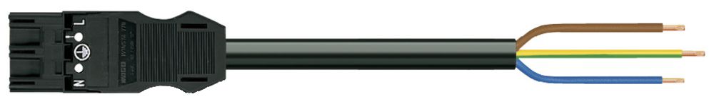 Anschlussleitung MIDI 3×2.5mm² 20A 250V 5m Cod.A Stecker-freie Ende schwarz Cca