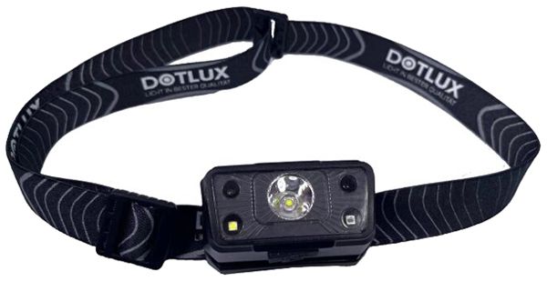 Lampada frontale LED DOTLUX 10…215lm IP54 accu USB-micro 60mm mater.sintet. nero