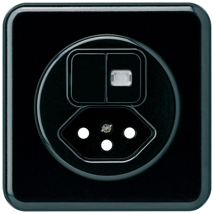 UP-Frontset basico 86×86mm schwarz mit 1 Linse und Kinderschutz f.S1/Typ 13