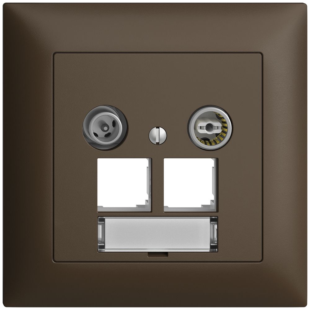 Prise multimédia ENC EDIZIOdue FMI EASYNET 15dB, p.2×RJ45 S-One, coffee