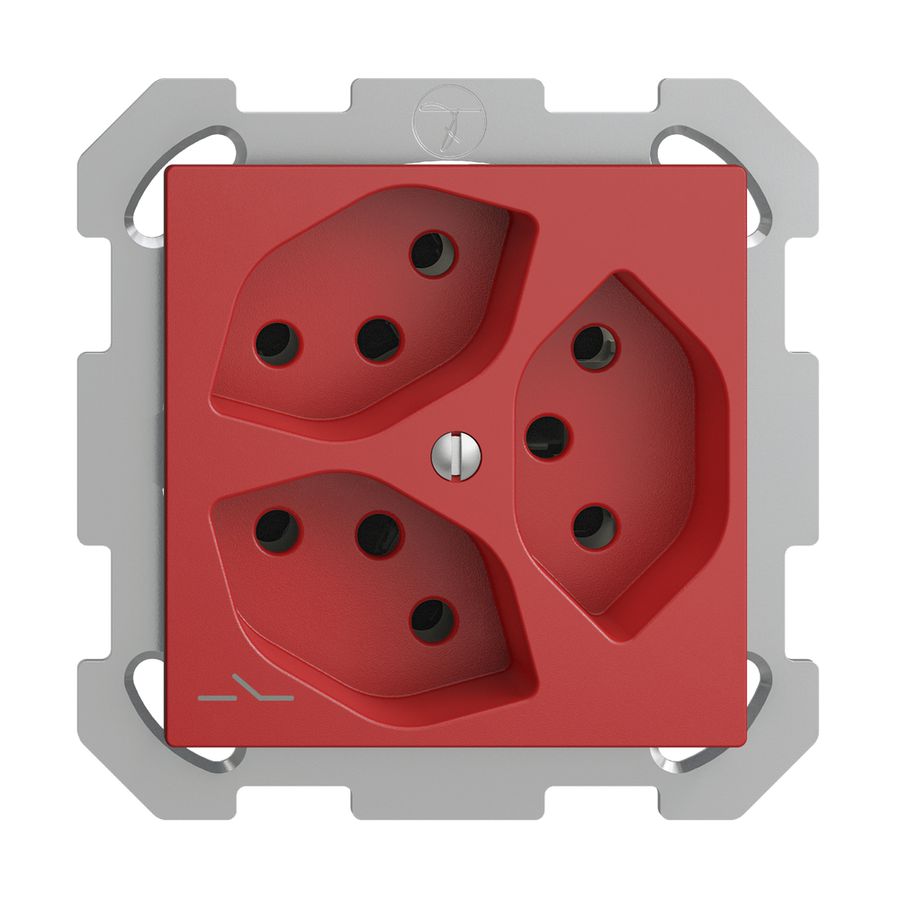 UP-Steckdose 3×T13 1×S EDIZIOdue berry mit Shutter
