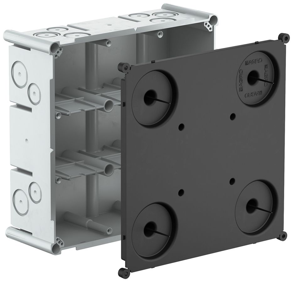 UP-Einlasskasten AGRO 3×3 650°C mit Schutzdeckel, M20/25, grau