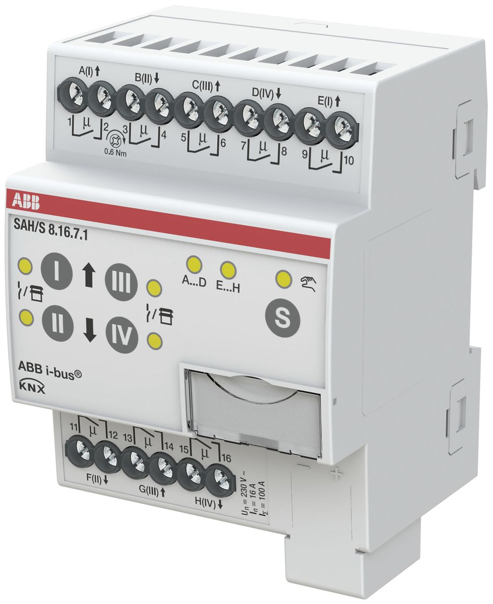 Attuatore-commutatore combinato KNX AMD ABB SAH/S8.16.7.1, 8-volte, 16A