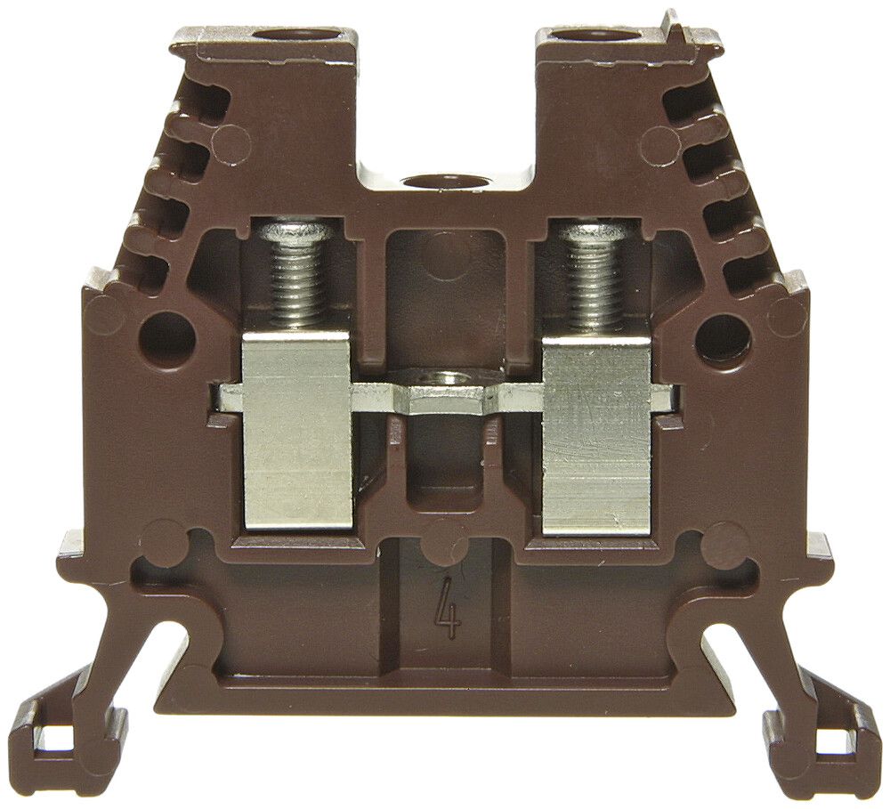 Borne de passage joignable Woertz 0.5…4mm² 32A 1000V vis 2×1 rail DIN 35mm brun