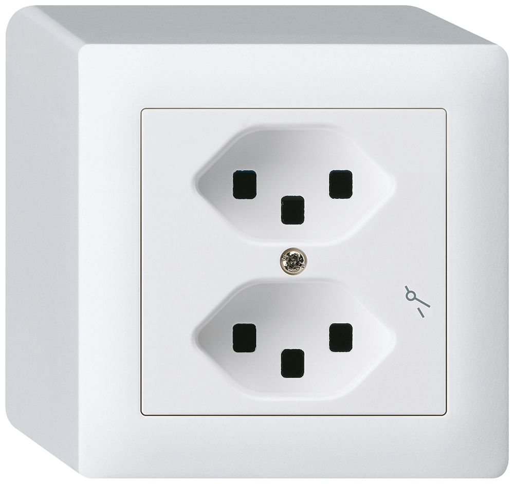 Prise AP Hager kallysto 2×T23 1×S Q blanc ultra