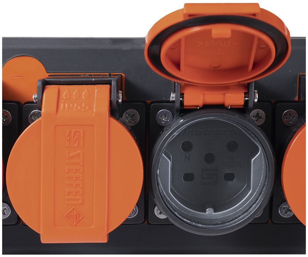 Presa multipla Steffen PROFESSIONAL 6×T15 5m nero